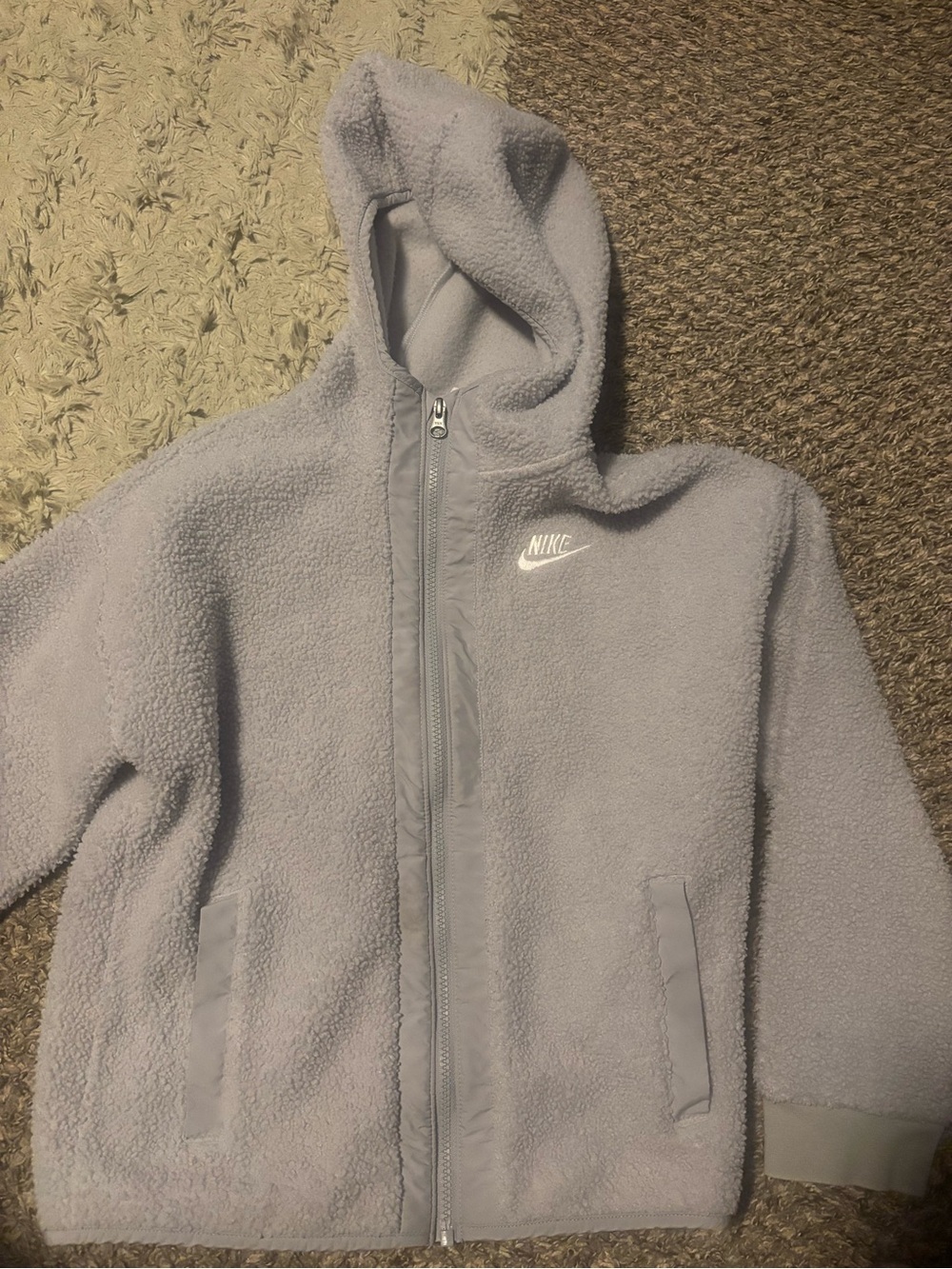 Boys or girls youth Nike grey Sherpa Full-Zip Hoodie